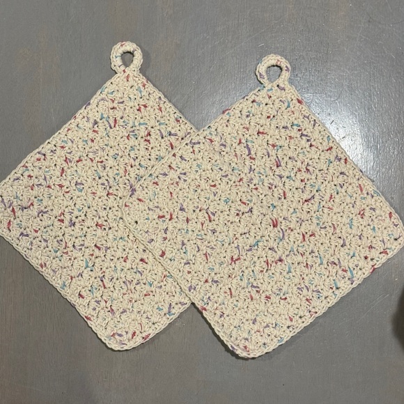 Handmade Crochet Facecloths Dishcloths Bath Scrubbies,Orange Yellow White Cotton - Picture 6 of 7